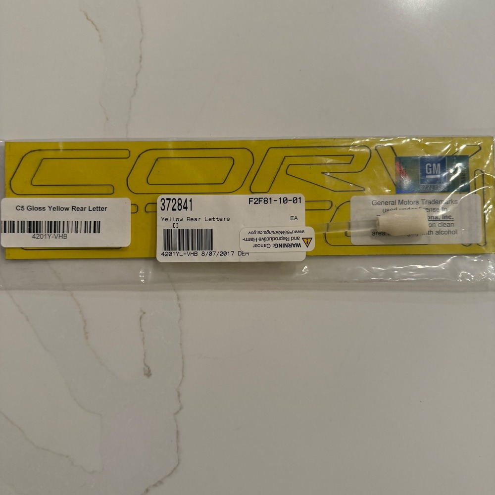 C5 Corvette Gloss Yellow Rear Bumper Letter Inserts GM Licensed 4201Y-VHB